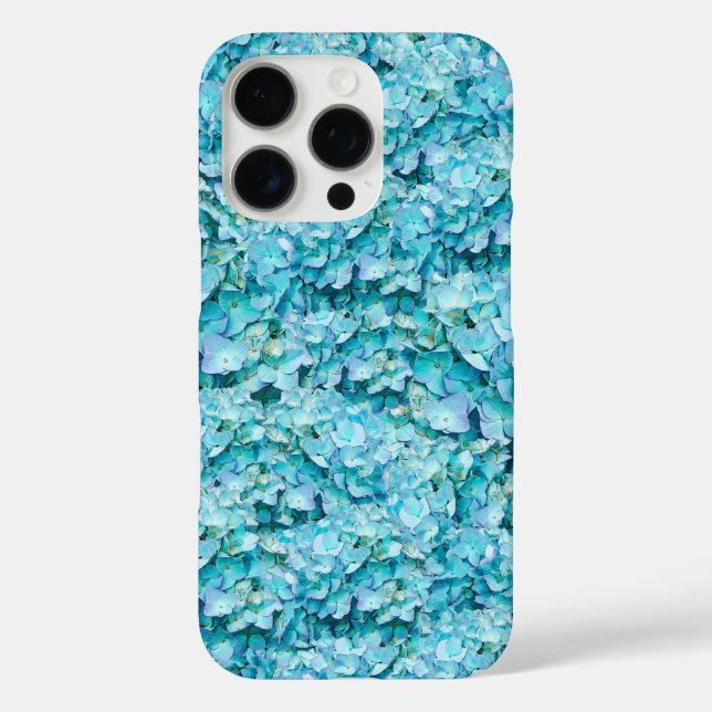 Funda iPhone 16 Pro Magníficas flores de hortensia turquesa (Reverso )