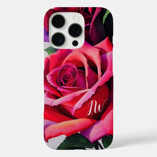 Funda iPhone 16 Pro Magníficos rosas y texto personalizado (Reverso )