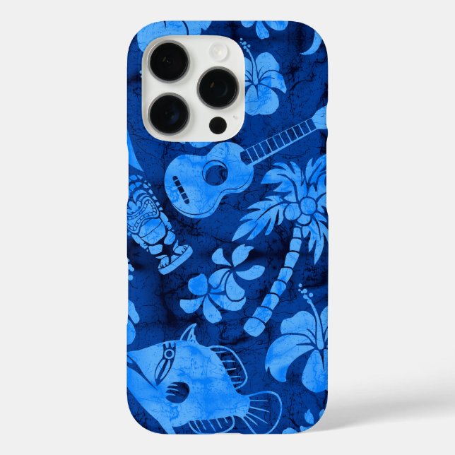 Funda iPhone 16 Pro Makapuu Beach Hawaiian Batik Blue (Reverso )