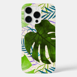 Funda iPhone 16 Pro Maleah Monstera Tropical Hawaiana acuarela verde