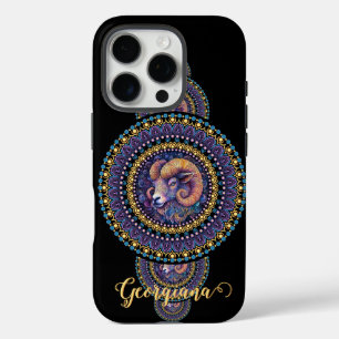 Funda iPhone 16 Pro Mandala ornamental Aries Whimsical Personalizada