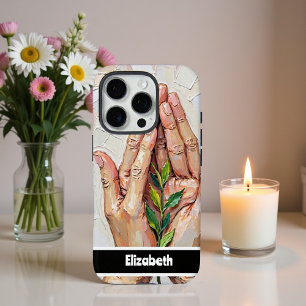 Funda iPhone 16 Pro Manos elegantes y mano verde de la naturaleza sost