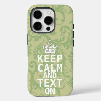 Funda iPhone 16 Pro MANTENER TRANQUILA Y el texto ENCENDIDO verde azul