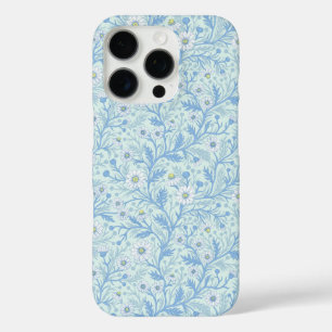Funda iPhone 16 Pro Margaritas en blanco y azul sobre vidrio marino