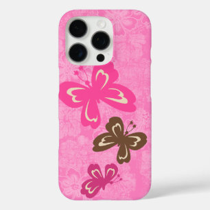 Funda iPhone 16 Pro Mariposa Honolua y Hibiscus Pink