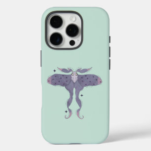 Funda iPhone 16 Pro Mariposa nocturna morada caprichosa con destellos 
