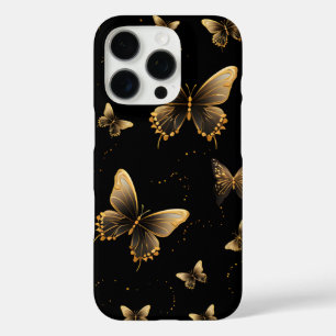 Funda iPhone 16 Pro Mariposas doradas negras