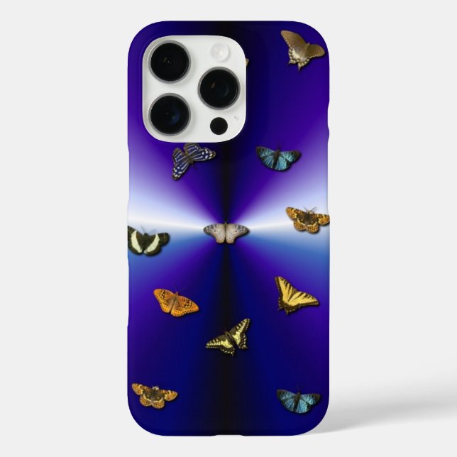 Funda iPhone 16 Pro Mariposas en arco iris violeta (Reverso )