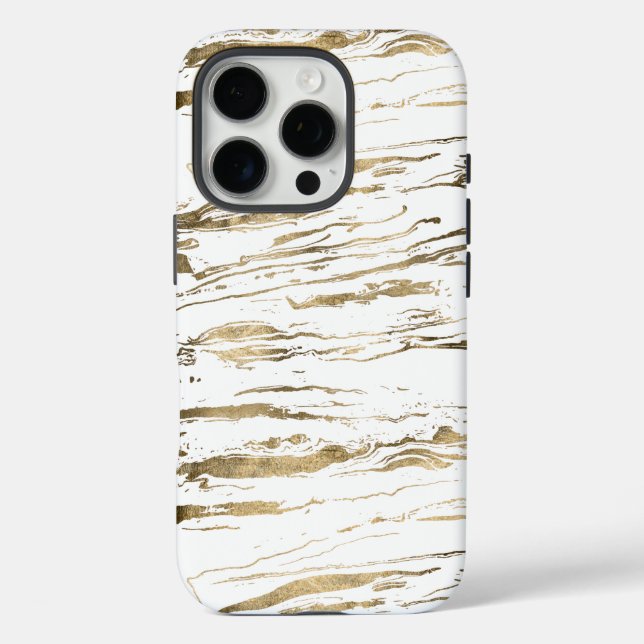 Funda iPhone 16 Pro Mármol de oro abstracto moderno (Reverso )