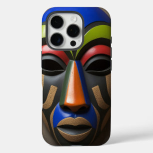 Funda iPhone 16 Pro Máscara Tribal Africana Simbolismo Geométrico