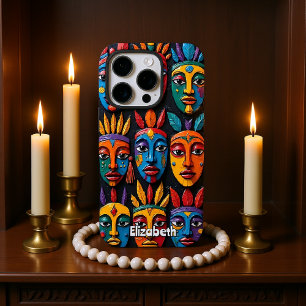Funda iPhone 16 Pro Máscaras culturales vibrantes