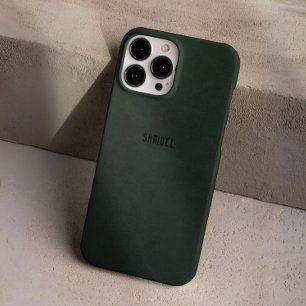 Funda iPhone 16 Pro Masculina de nombre personalizado verde oscuro ele