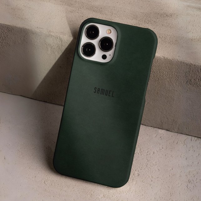 Funda iPhone 16 Pro Masculina de nombre personalizado verde oscuro ele (Subido por el creador)