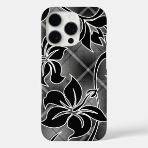 Funda iPhone 16 Pro Mauna Loa Hawaiano Hibiscus Plaid Black