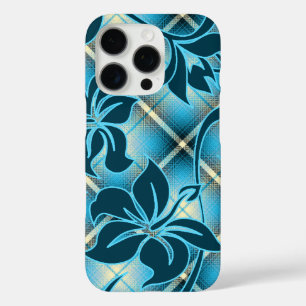 Funda iPhone 16 Pro Mauna Loa Hawaiian Hibiscus Plaid Verde azulado