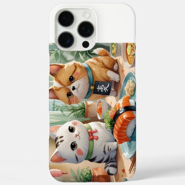 Funda iPhone 16 Pro Max 「仲良し猫の寿司時間（Cat Friends' Sushi Time）」 (Reverso )