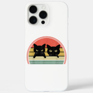 Funda iPhone 16 Pro Max 2 gatos negros buscando amor animal vintage