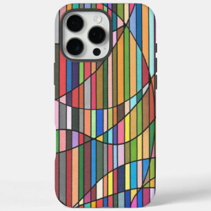 Funda iPhone 16 Pro Max Abstracto de rayas multicolores con curvas fluidas