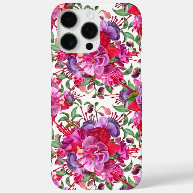 Funda iPhone 16 Pro Max Acuarela Fuchsia Blooms (Reverso )