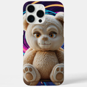 Funda iPhone 16 Pro Max Adorable Fluffy Teddy Bear Cubo Plush