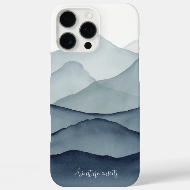 Funda iPhone 16 Pro Max Adventure Awaits Watercolor Mountain (Reverso )