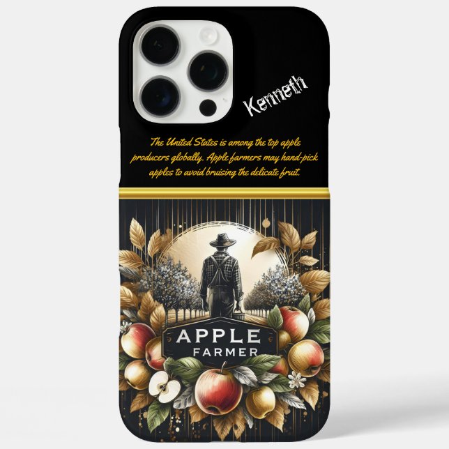 Funda iPhone 16 Pro Max Agricultor de Apple cosechando su huerto (Reverso )