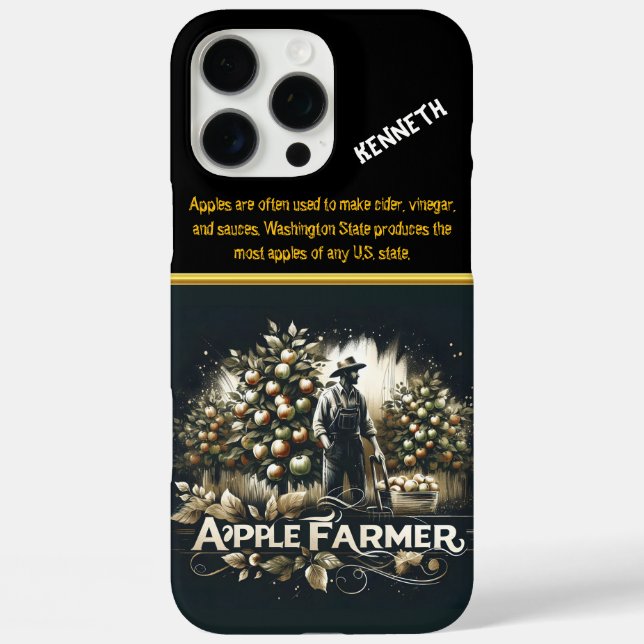 Funda iPhone 16 Pro Max Agricultor de Apple cuidando de huertos abundantes (Reverso )