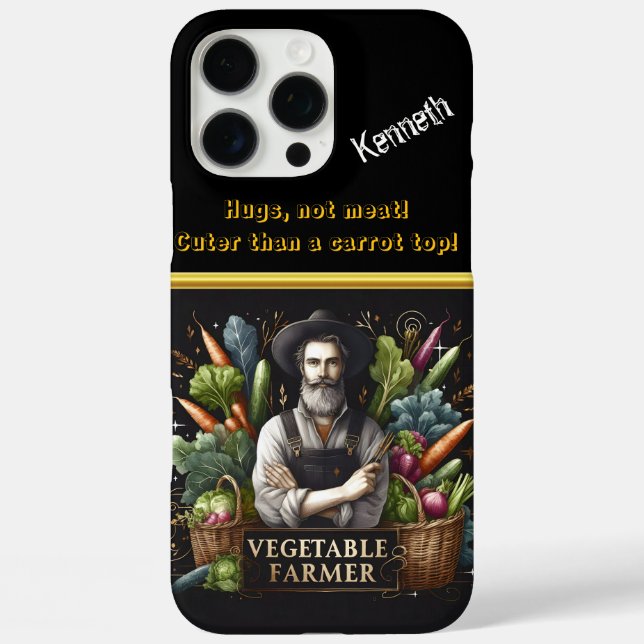Funda iPhone 16 Pro Max Agricultor vegetariano dedicado en un jardín exube (Reverso )