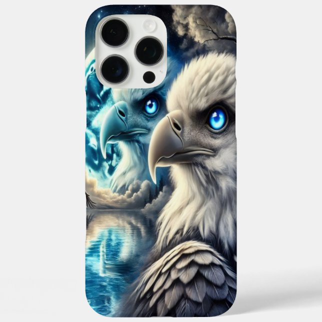 Funda iPhone 16 Pro Max Águila celeste mirando el océano brillante (Reverso )
