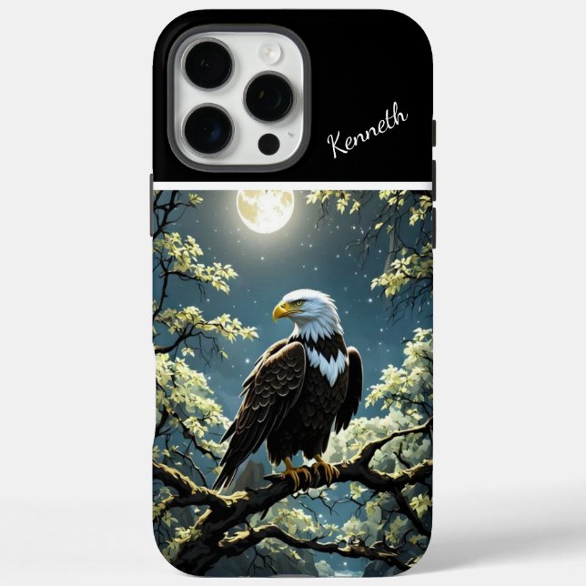Funda iPhone 16 Pro Max Águila Dorada bajo la luz de la luna (Reverso)