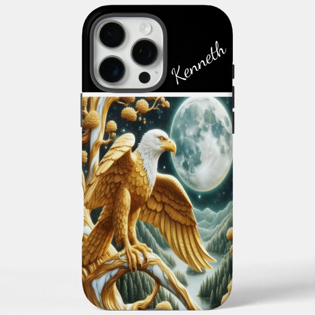 Funda iPhone 16 Pro Max Águila dorada en el Willow nocturno (Reverso)