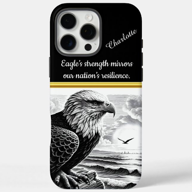 Funda iPhone 16 Pro Max Águila majestuosa encaramada por el océano al aman (Reverso)