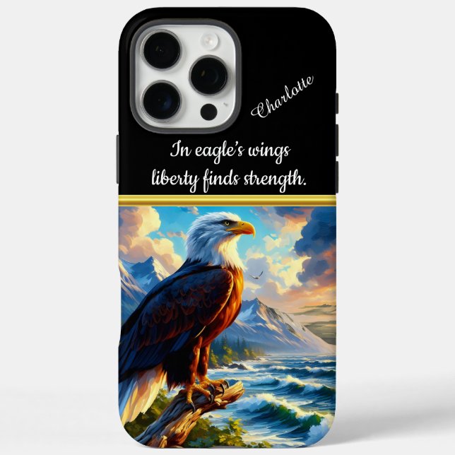 Funda iPhone 16 Pro Max Águila majestuosa encaramada por el océano al atar (Reverso)
