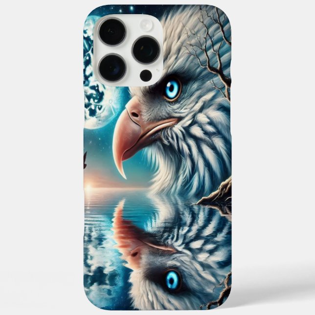 Funda iPhone 16 Pro Max Águila silenciosa bajo una brillante luna de media (Reverso )