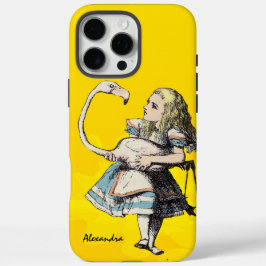 Funda iPhone 16 Pro Max Alicia en el país de las maravillas y un flamenco