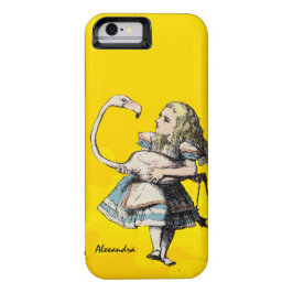 Funda iPhone 16 Pro Max Alicia en el país de las maravillas y un flamenco 