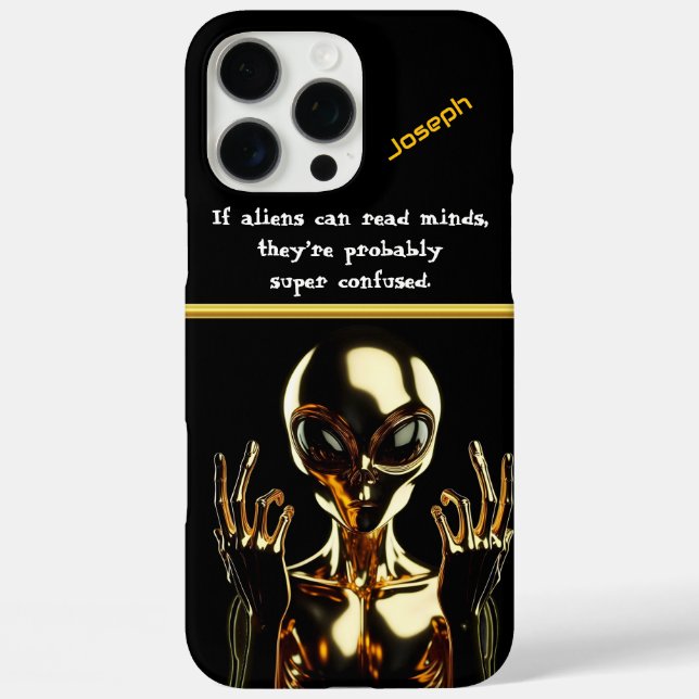 Funda iPhone 16 Pro Max Alienígena dorado en la zona 51 (Reverso )