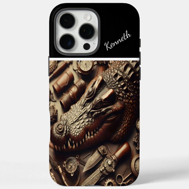 Funda iPhone 16 Pro Max Alligador de cuero (Reverso)