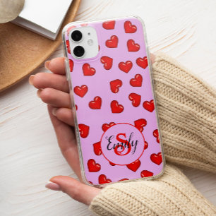 Funda iPhone 16 Pro Max Amantes elegantes Patrón de corazón rojo en Ca sua