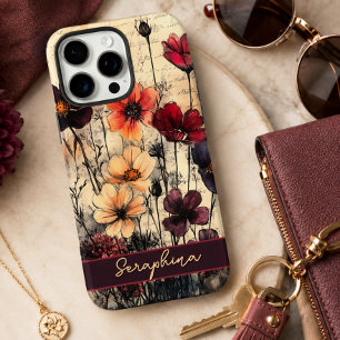 Funda iPhone 16 Pro Max Amapolas Personalizadas de Flores Silvestres Rojo