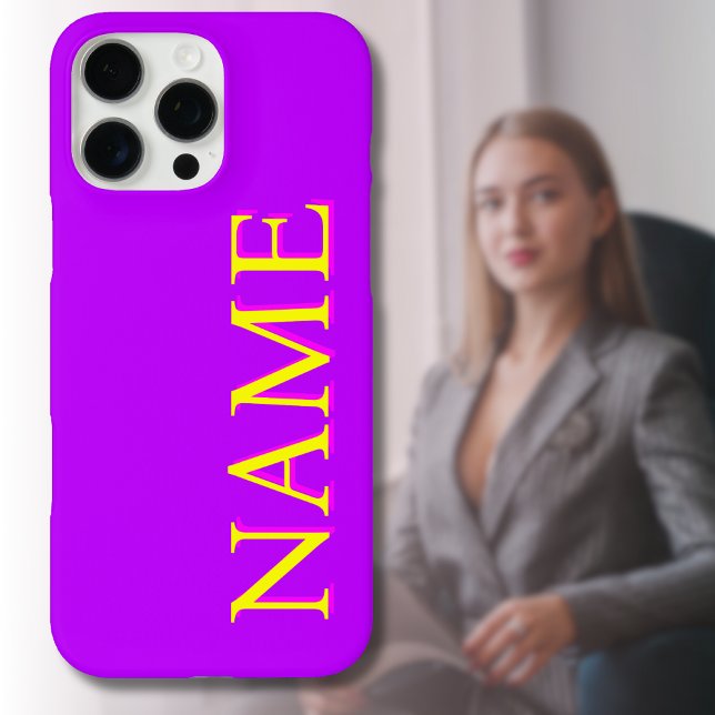 Funda iPhone 16 Pro Max Amarillo 3D Magenta Nombre moderno | Guay Purple d (Subido por el creador)
