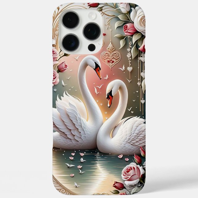 Funda iPhone 16 Pro Max Amor a los cisnes (Reverso )