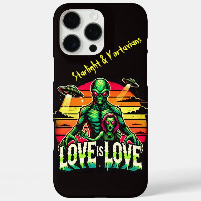 Funda iPhone 16 Pro Max Amor cósmico entre dos extranjeros (Reverso )