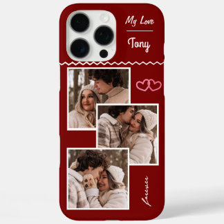 Funda iPhone 16 Pro Max Amor eterno: Personalizado de 3 Collages de fotos