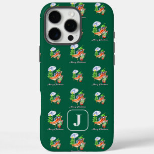Funda iPhone 16 Pro Max Añadir el patrón inicial de navidad verde