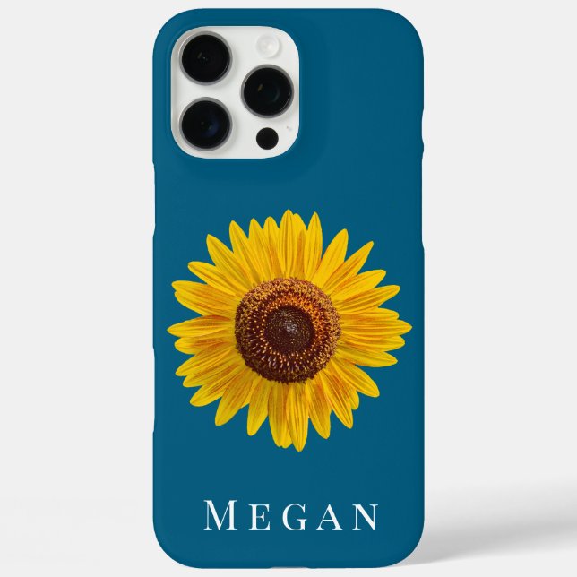 Funda iPhone 16 Pro Max Añadir su nombre Ocean Blue Yellow Sunflower (Reverso )