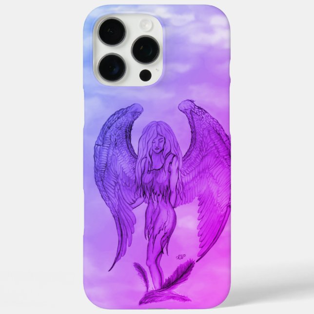 Funda iPhone 16 Pro Max Ángel al estilo tatuaje (Reverso )