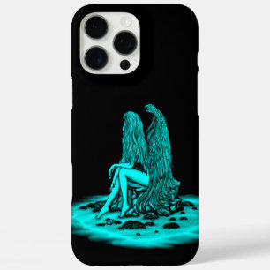 Funda iPhone 16 Pro Max Ángel, perdido en el pensamiento, negro y verde Di