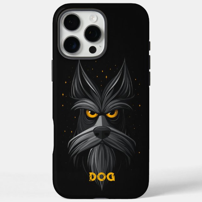 Funda iPhone 16 Pro Max Angry Schnauzer Dog Black (Reverso)