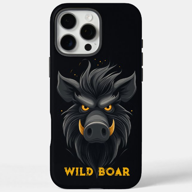 Funda iPhone 16 Pro Max Angry Wild Boar Black (Reverso)